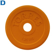 Диск TORRES 1,25 кг d25мм, металл в резиновой оболочке, оранжевый